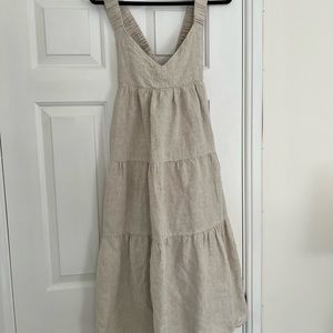 Amy Natural Linen Midi Dress